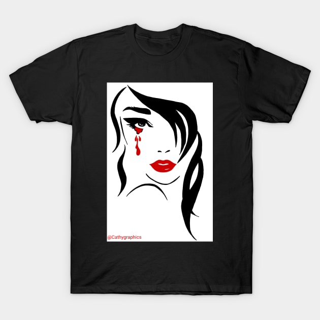 Crying woman T-Shirt by CathyGraphics